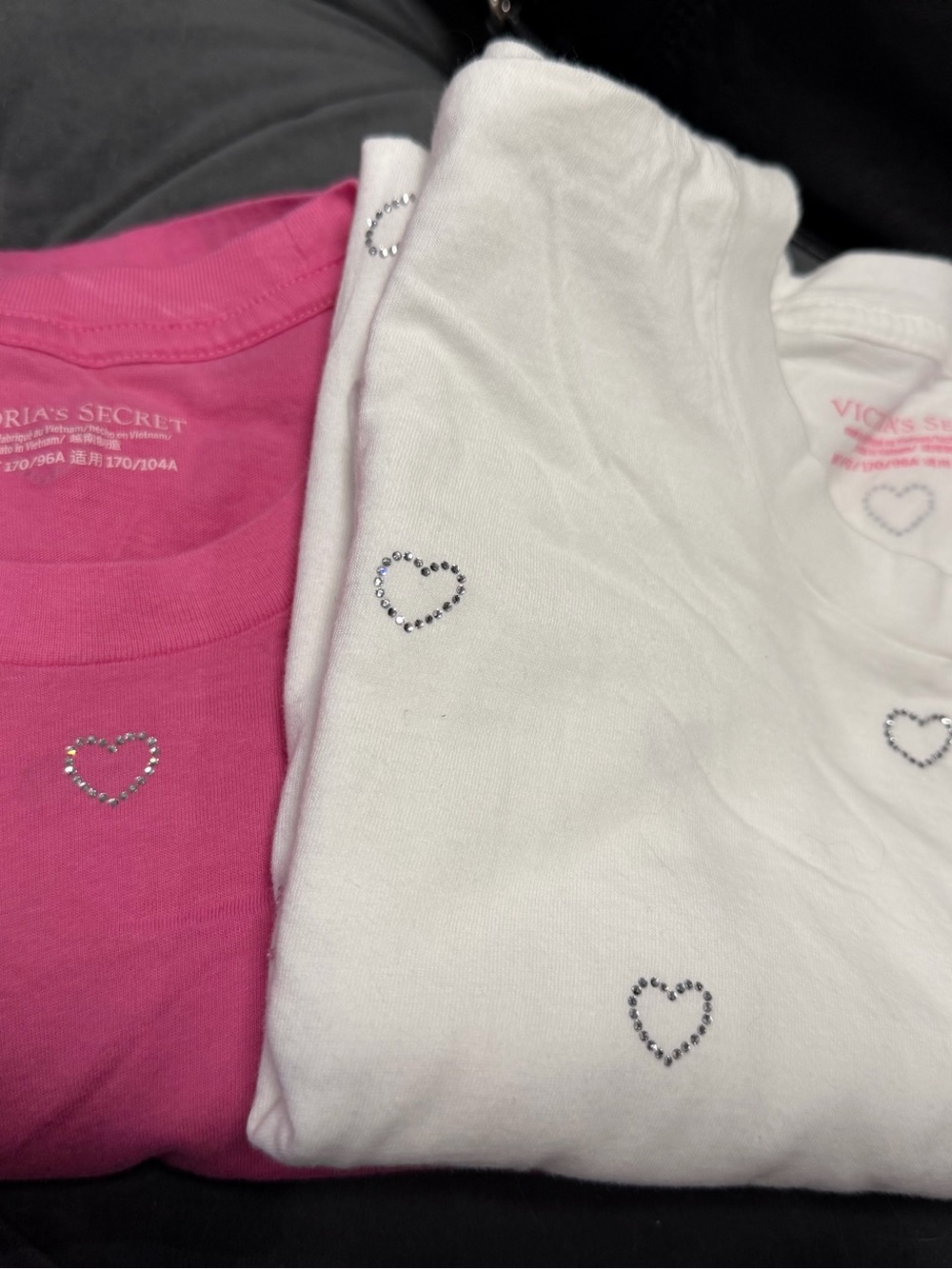 Victoria's Secret White/ pink Heart-Print Short Sleeve sleeping gown set of two